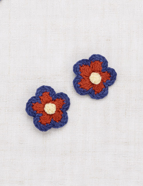 [MISHA AND PUFF]Medium Flower Clip Set - Blue Violet/Paprika/Straw