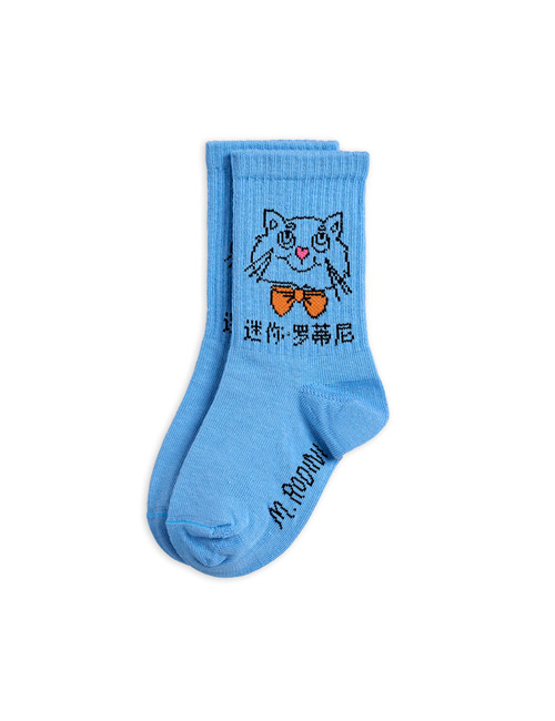 [MINI RODINI] Cat socks _ Light Blue