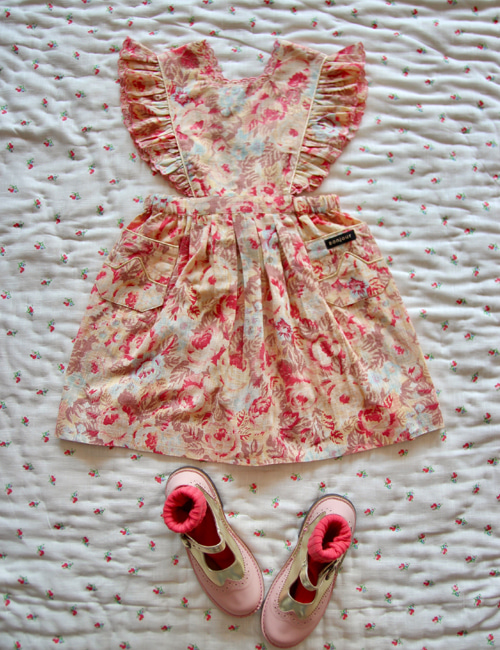 [BONJOUR DIARY] Reina Dress with scallop embroidery _　Big flower print