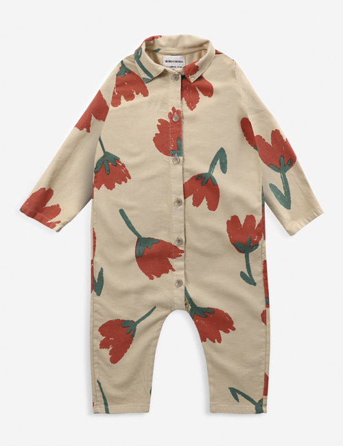 [BOBO CHOSES]  Big Flowers woven overall[6-12m, 12-18m, 18-24m]