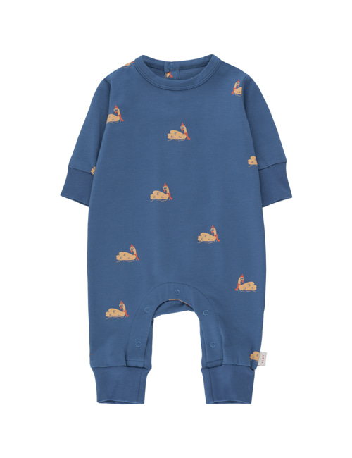 [TINY COTTONS]  SWANS ONE-PIECE soft blue/toffee