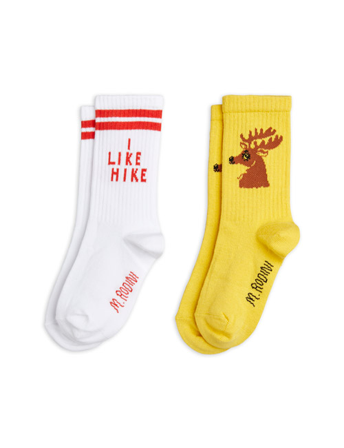 [MINI RODINI] Hike+Deer socks 2-pack_Yellow [24/27]