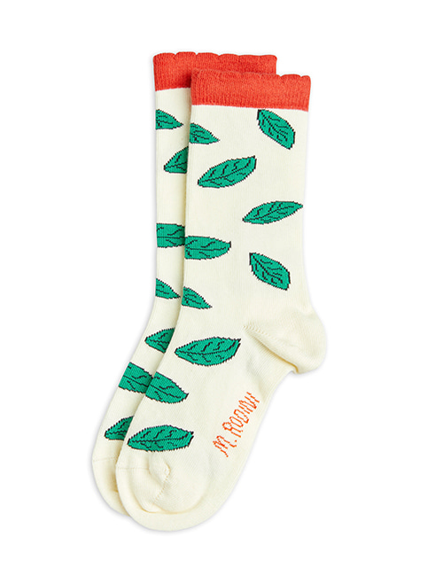 [MINI RODINI]  Leaf scallop socks _ White