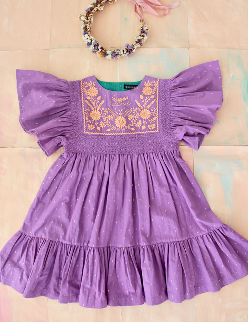 [BONJOUR DIARY] New Rosalie dress with new sleeves _ Purple Gold dot Color[2-3Y, 4Y, 10Y]