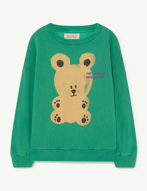 [T.A.O]  BEAR KIDS+ SWEATSHIRT Green_Brown Bear[3Y, 4Y, 6Y, 8Y, 10Y, 12Y]