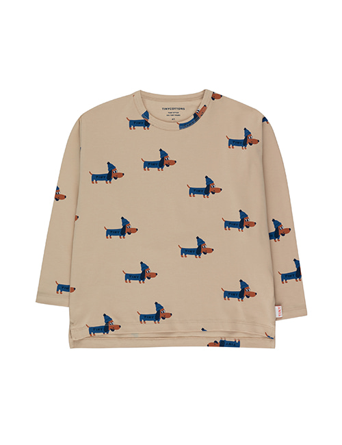 [TINY COTTONS] DOGS TEE _ taupe/indigo[6Y]