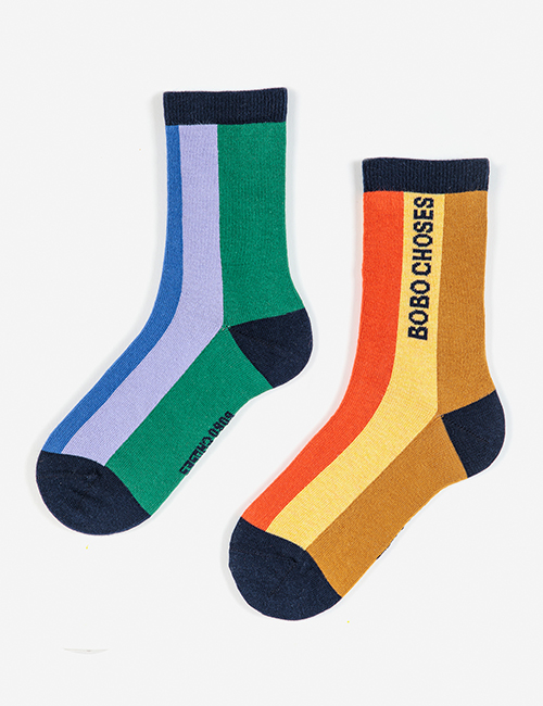 [BOBO CHOSES]  Multi color stripes long socks[35-37]