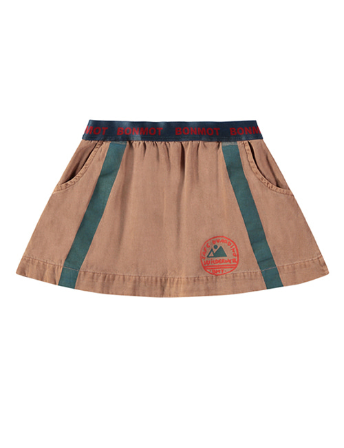 [BONMOT] Mini skirt side stripe _ Rust [4-5Y]