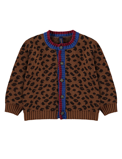 [BONMOT] Knitted Jacquard leopard _ Wood [6-7Y]