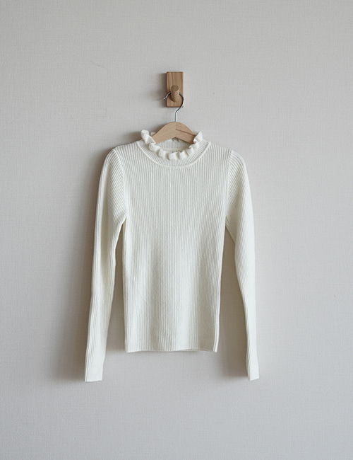 [MES KIDS DES FLEURS]Lace neck sweater _ White[90% WOOL,10% CASHMERE][M]
