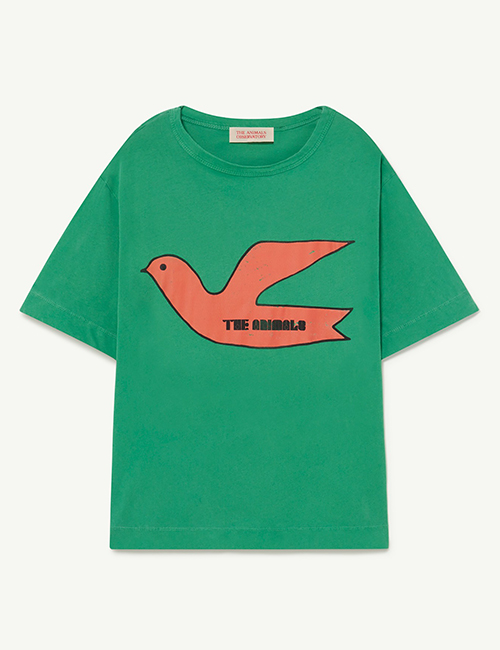 [The Animals Observatory]  Green Bird Rooster Oversize T-Shirt[2Y,3Y,4Y,6Y,8Y,10Y,12Y,14Y]
