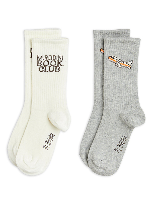 [MINI RODINI]  Book club 2-pack socks _ Multi
