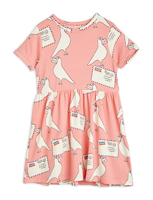 [MINI RODINI]  Pigeons tencel aop ss dress _ Pink