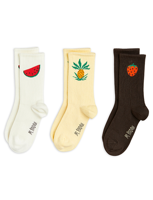 [MINI RODINI]  Fruits socks 3-pack _ Brown [ 32/35]