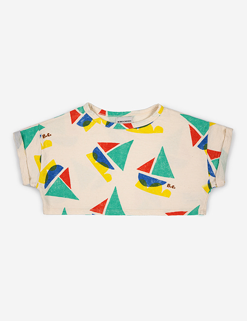 [BOBO CHOSES] Multicolor Sail Boat all over cropped sweatshirt