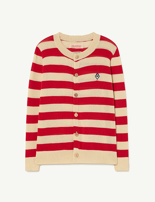 [The Animals Observatory]  Red Stripes Toucan Cardigan[8Y,10Y,12Y]