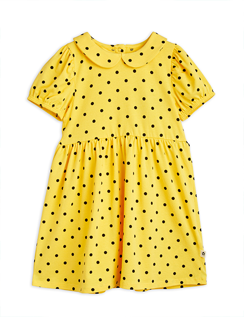 [MINI RODINI]  Polka dot aop ss dress _ Yellow [92/98]