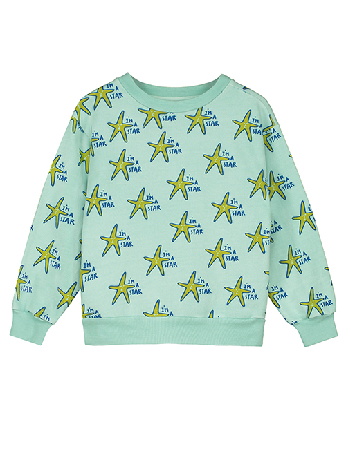 [BONMOT]  Sweatshirt all over star _ Dusty aqua [2-3Y, 3-4Y, 4-5Y, 8-9Y, 10-11Y]