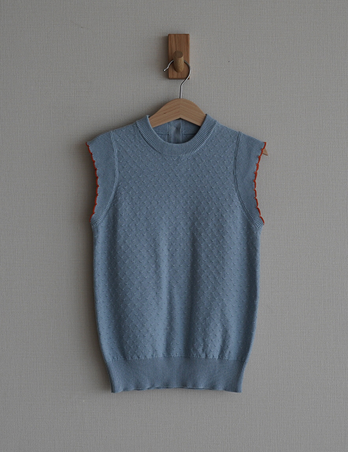 [ MES KIDS DES FLEURS] knit vest _ Blue (100%Cotton)