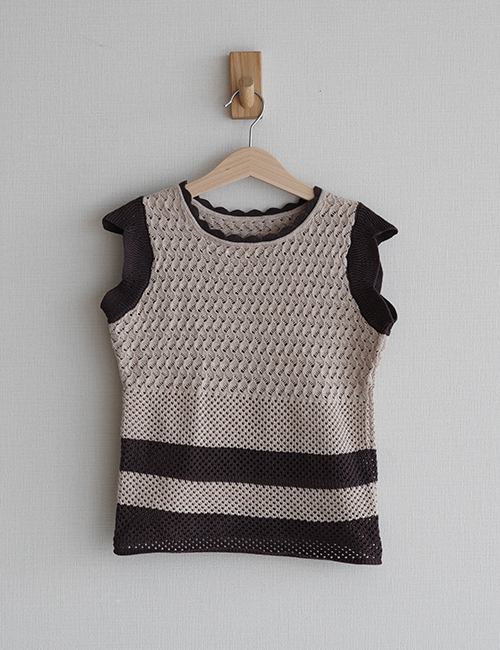 [ MES KIDS DES FLEURS] Ruffled knit vest _ Brown (100%Cotton) [M,L]