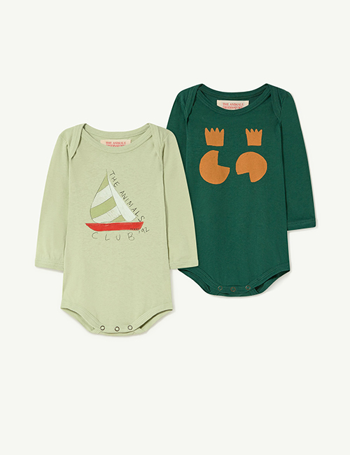 [The Animals Observatory]  PACK WASP BABY BODY Dark Green [12M,18M,24M]